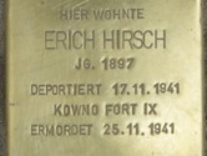 Stolperstein Erich Hirsch, 2014 Bild: Stolpersteine-Initiative CW, Hupka