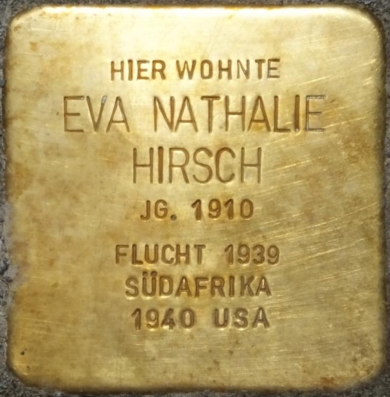 Stolperstein für Eva Nathalie HIrsch © H.-J.Hupka, 2015