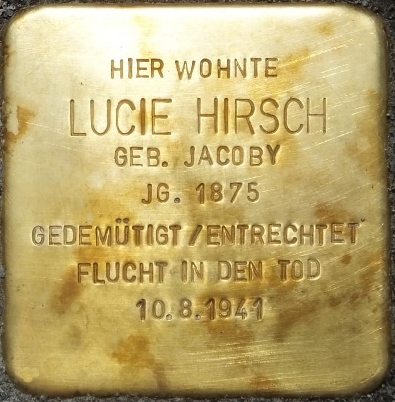 Stolperstein für Luy HIrsch © H.-J.Hupka, 2015