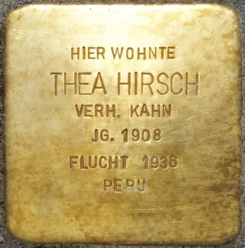 Stolperstein für Thea HIrsch © H.-J.Hupka, 2015