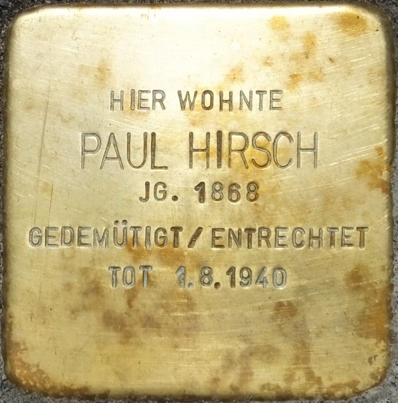Stolperstein für Paul HIrsch © H.-J.Hupka, 2015