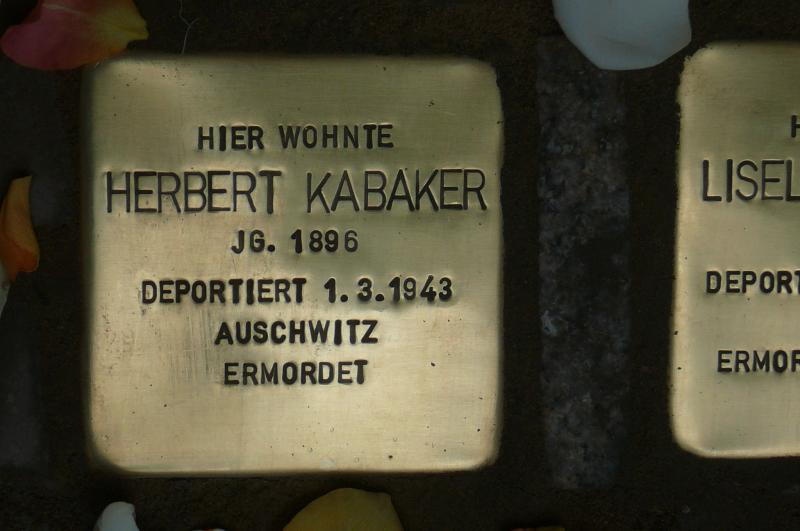 Stolperstein für Herbert Kabaker Foto:Initiative Stolpersteine Charlottenburg-Wilmersdorf