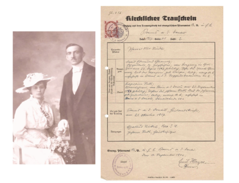 Hochzeit von Leopoldine Redl und David Edmund Charmatz, einem der Brüder von Max Charmatz Bild: Archiv der Familien Redl, Charmatz und Schandl in Krems/Stein, Niederösterreich