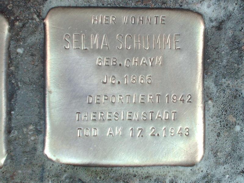 Stolperstein für Selma Schumme