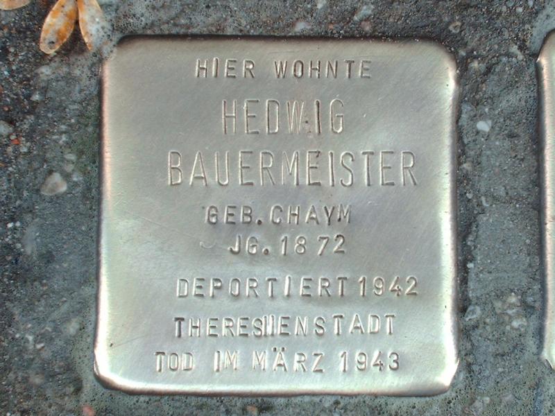 Stolperstein für Hedwig Bauermeister
