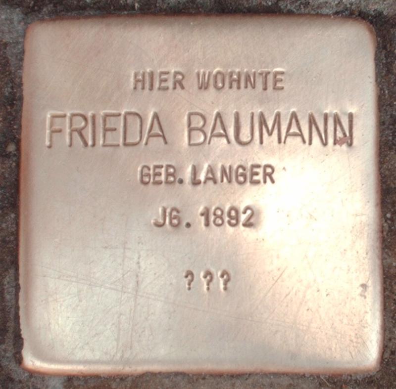 Stolperstein für Frieda Baumann