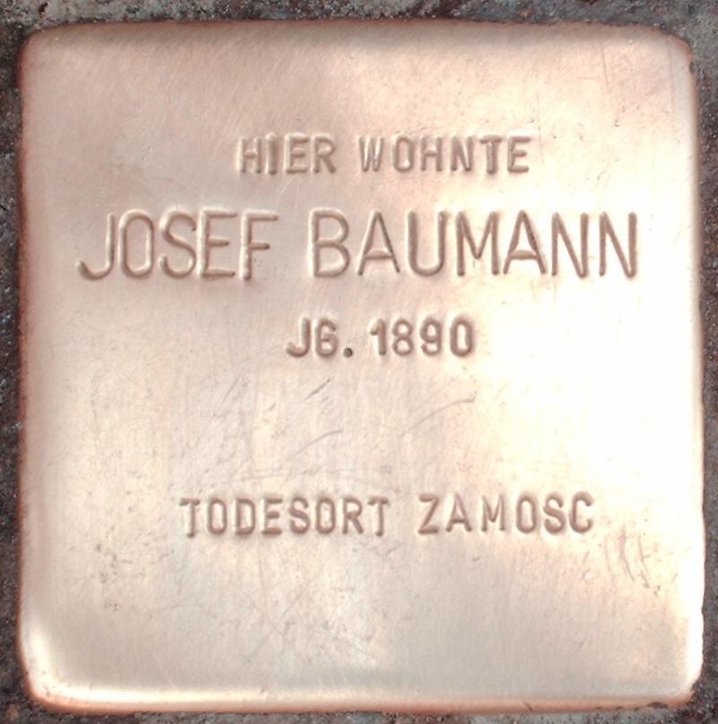 Stolperstein für Josef Baumann © Koordinierungsstelle Stolpersteine Berlin