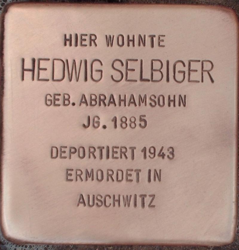Stolperstein für Hedwig Selbiger