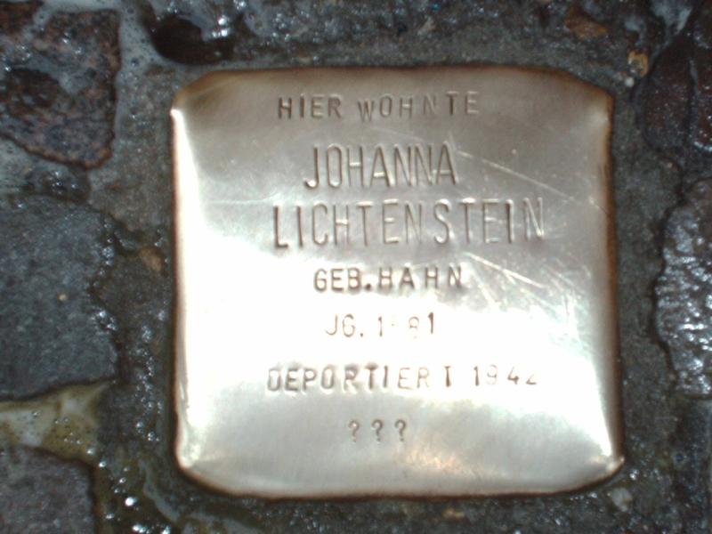 Stolperstein für Johanna Lichtenstein