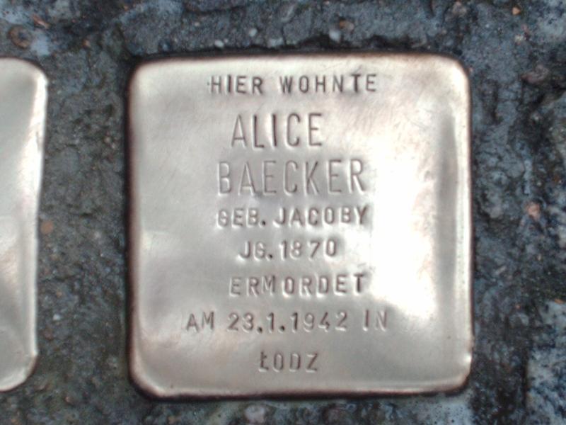 Stolperstein für Alice Baecker