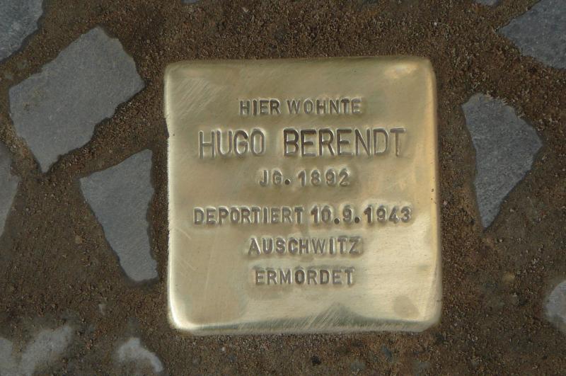 Stolperstein für Hugo Berendt Stolperstein für Hugo Berendt Foto: Initiative Stolpersteine Charlottenburg-Wilmersdorf