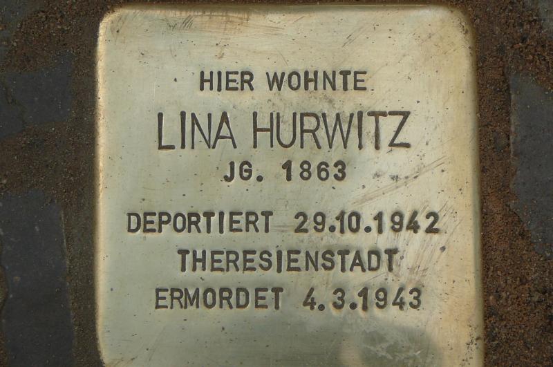 Stolperstein Lina Hurwitz - Foto: Initiative Stolpersteine Charlottenburg-Wilmersdorf
