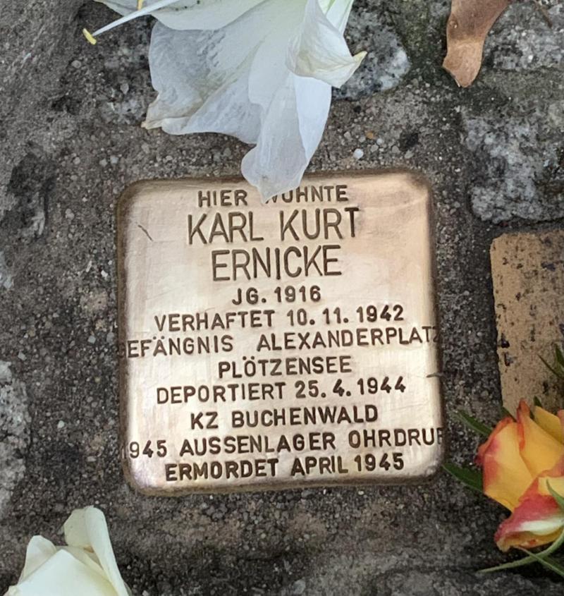 Stolperstein für Karl Kurt Ernicke © privat