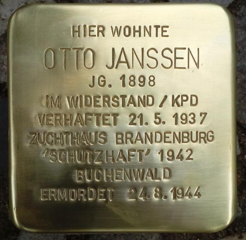 Stolperstein für Otto Janssen (Bild: Projekt Stolpersteine)