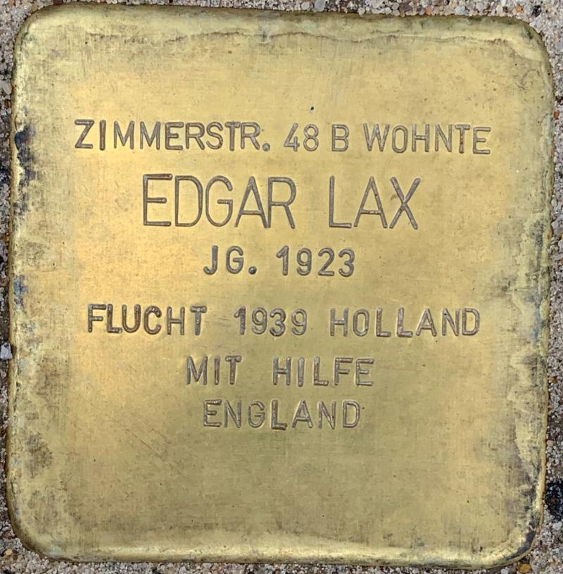 Stolperstein Edgar Lax © Hans-Wilhelm-Saure