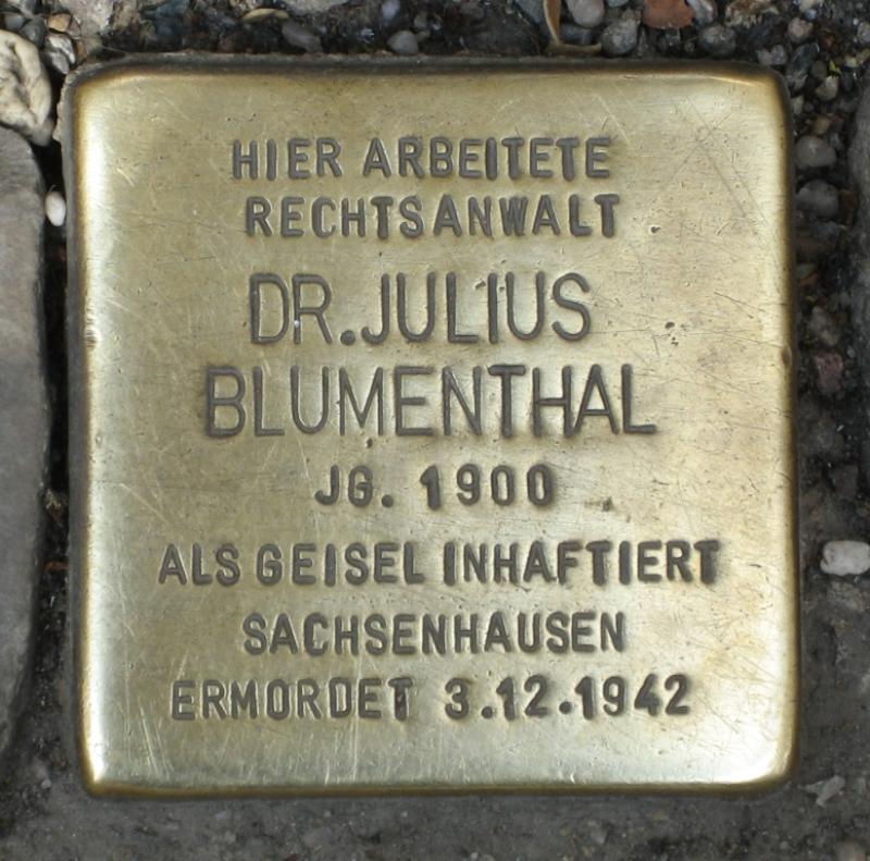 Stolperstein für Julius Blumenthal.