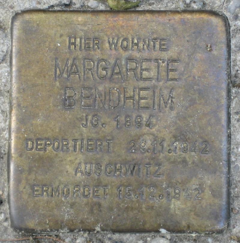 Stolperstein für Margarete Bendheim.