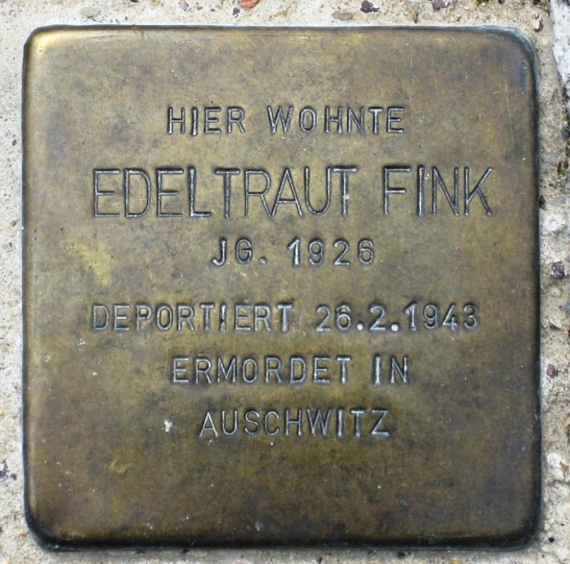 Stolperstein für Edeltraut Fink.