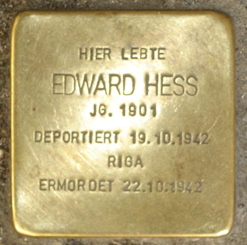 Stolperstein für Edward Hess. Copyright: D. Janke