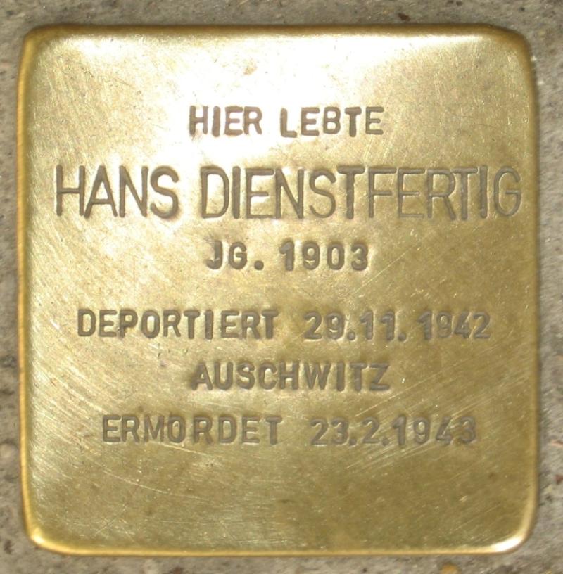 Stolperstein für Hans Dienstfertig. Copyright: D. Janke