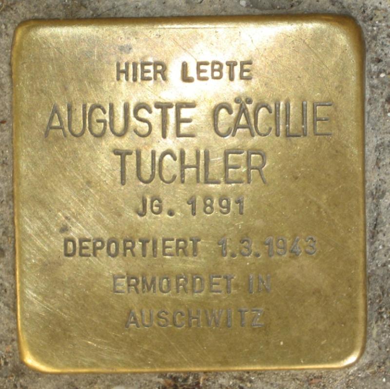Stolperstein für Auguste Cäcilie Tuchler. Copyright: D. Janke