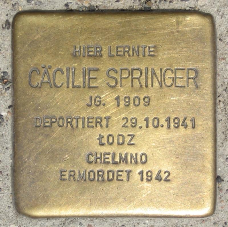 Stolperstein für Cäcilie Springer.