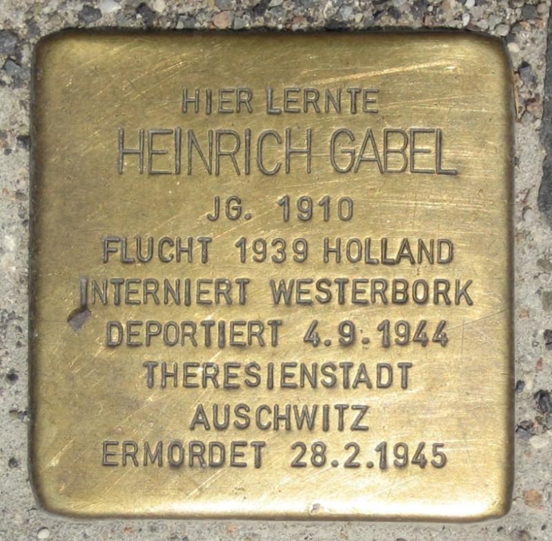 Stolperstein für Heinrich Gabel.