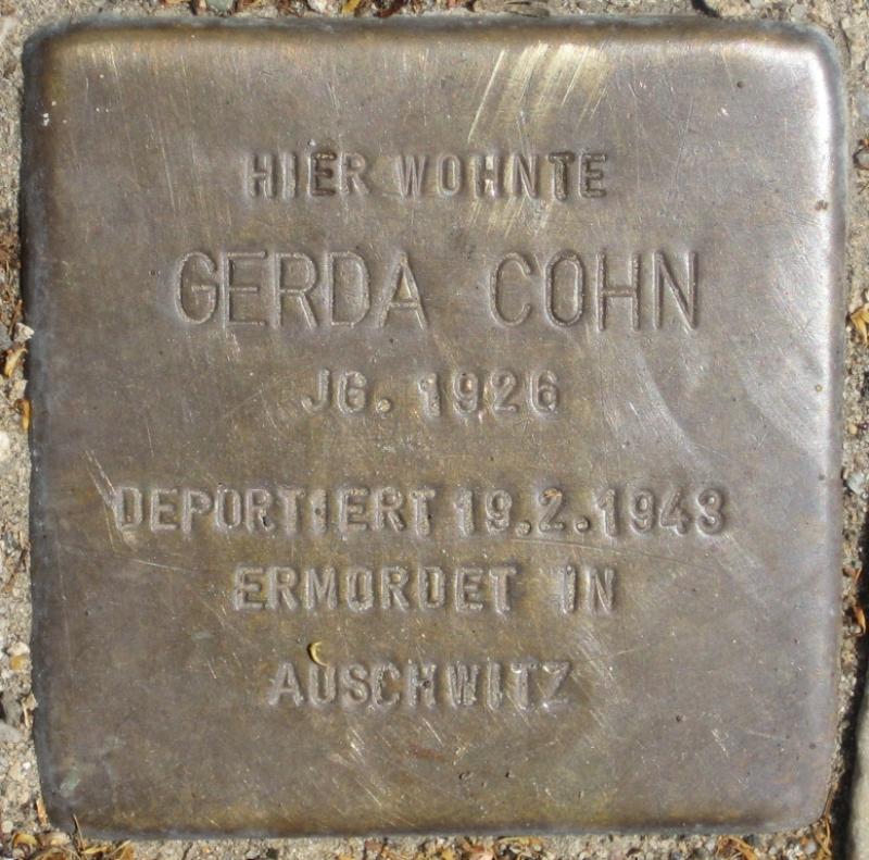Stolperstein für Gerda Cohn.