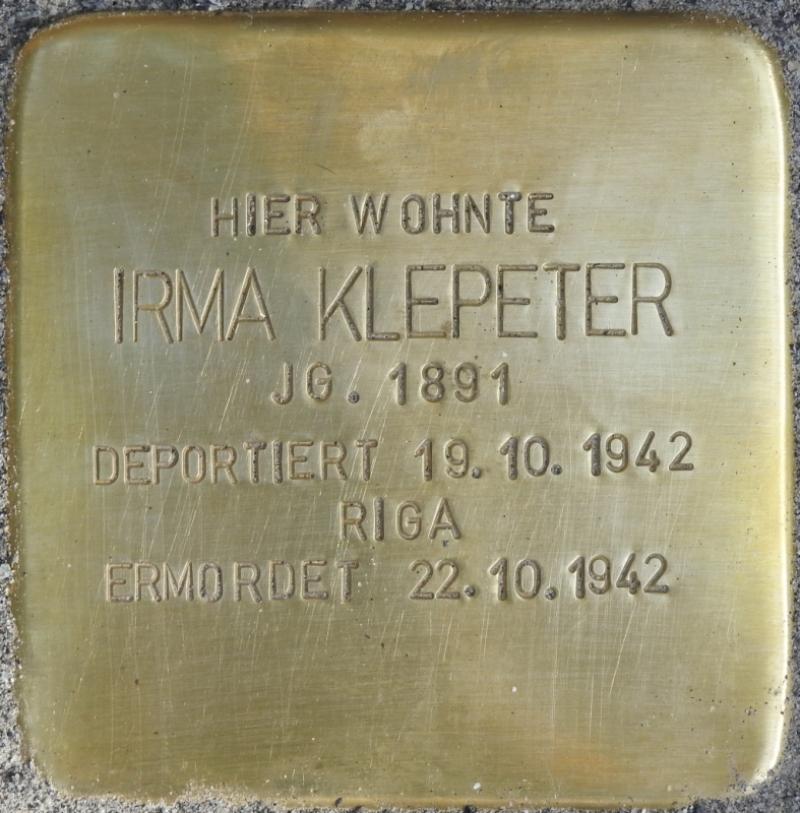 Stolperstein für Irma Klepeter