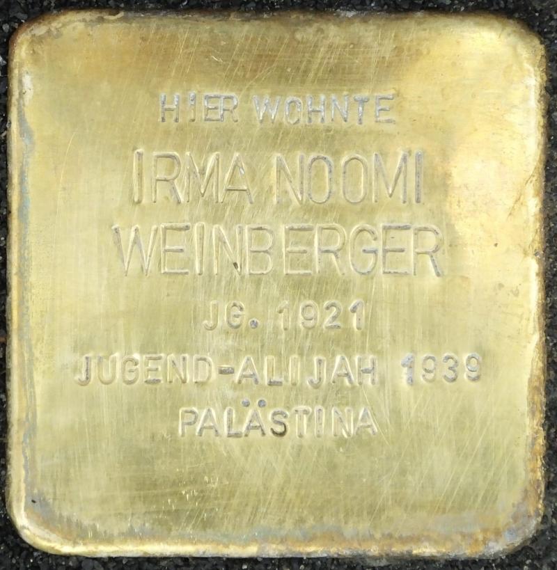 Stolperstein für Irma Naomi Weinberger © H.-J. Hupka