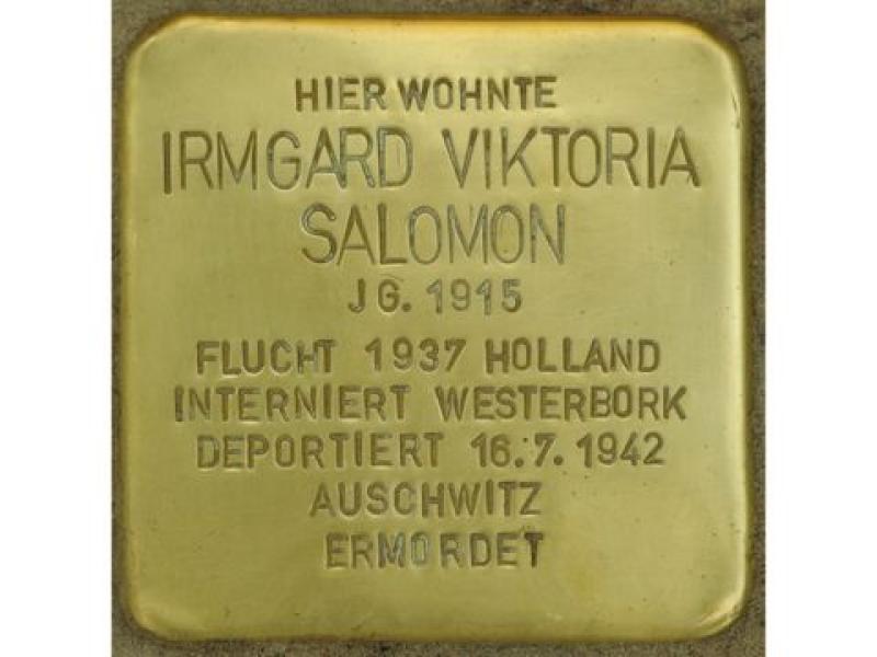 Irmgard Viktoria Salomon © Stolpersteininitiative, H.J. Hupka