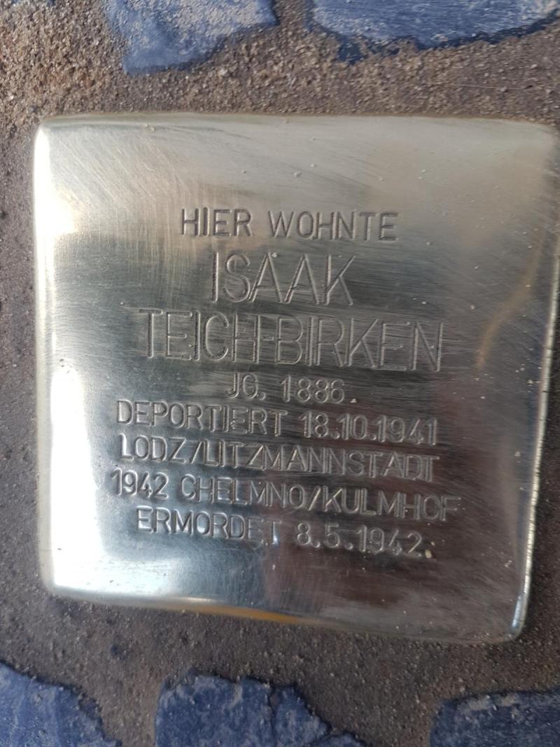 Stolperstein Isaak Teich-Birken, Foto: Initiative