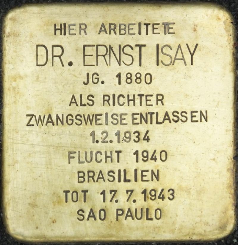 Stolperstein Dr. Ernst Isay Bild: Stolpersteine-Initiative CW, Hupka