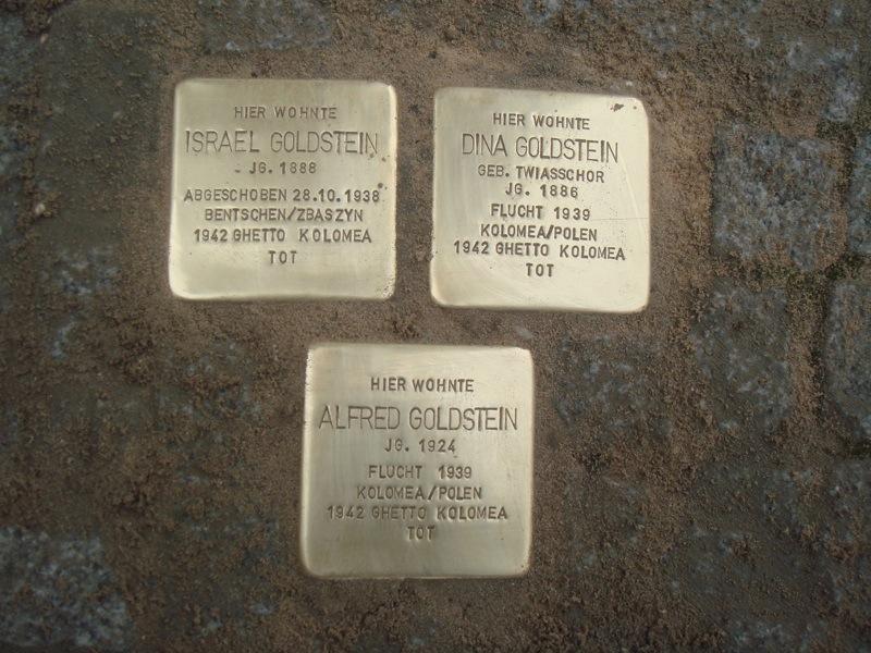 Stolpersteine für Israel, Dina und Alfred Goldstein