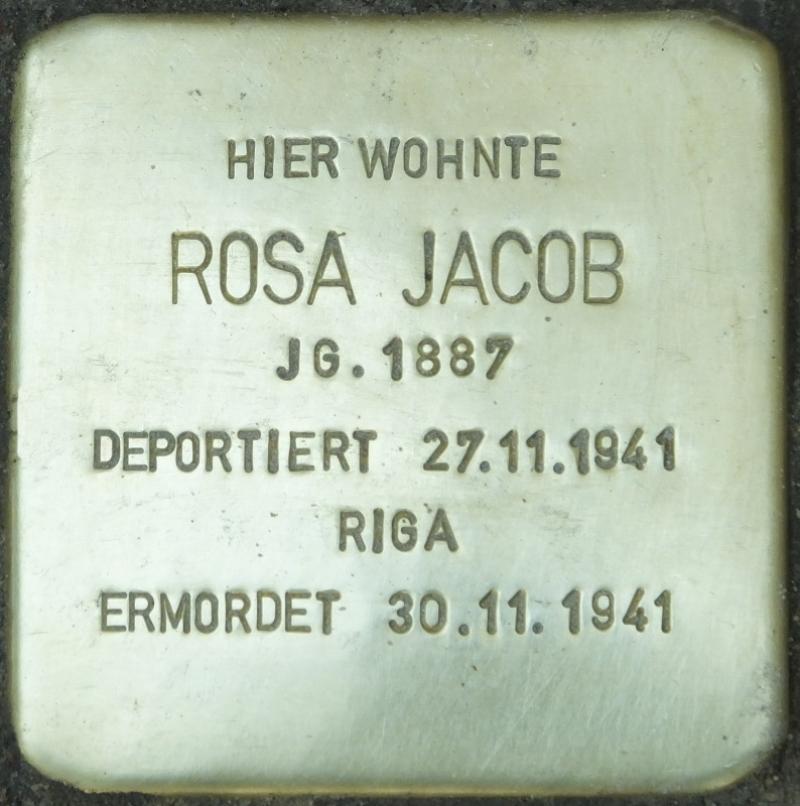 Stolperstein Rosa Jacob, 2014 Bild: Stolpersteine-Initiative CW, Hupka