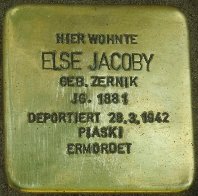 Stolperstein Else Jacoby Bild: Stolpersteine-Initiative CW, Hupka