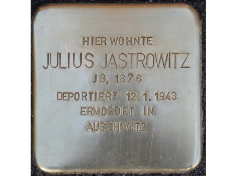 Stolperstein Julius Jastrowitz Bild: Stolpersteine-Initiative CW, Hupka
