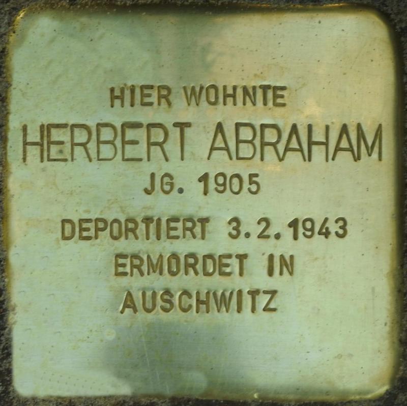 Stolperstein für Herbert Abraham (Bild: Stolpersteine-Initiative CW, Hupka)
