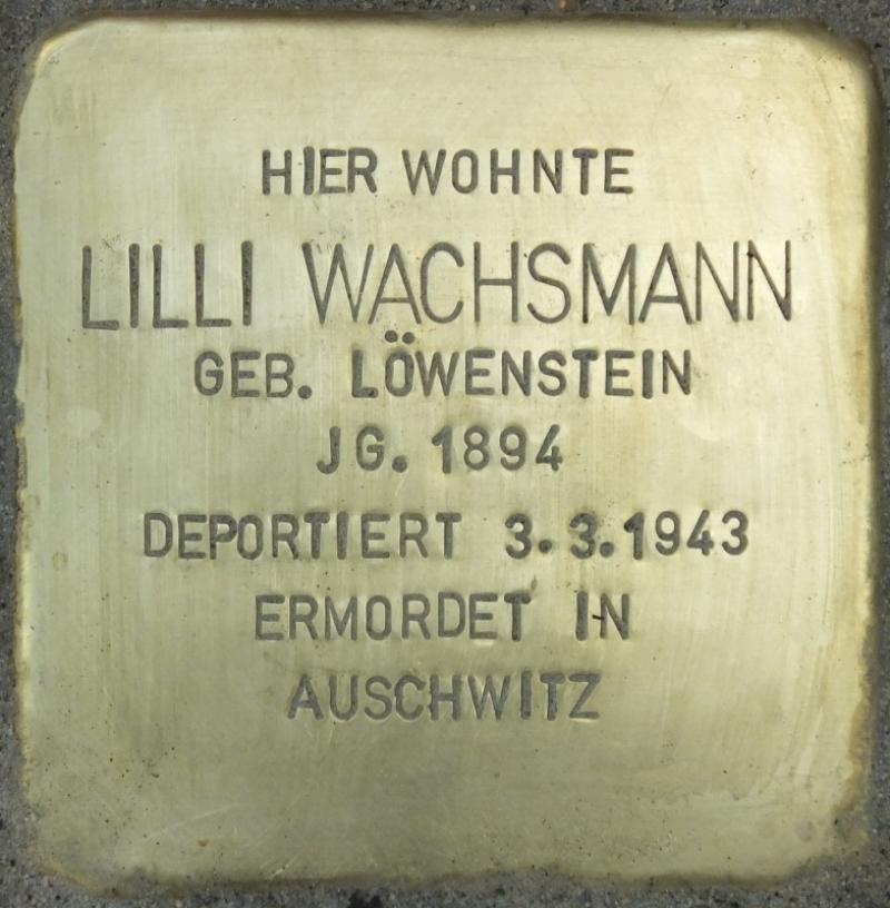Stolperstein Lilli Wachsmann  Bild: Stolpersteine-Initiative CW, Hupka