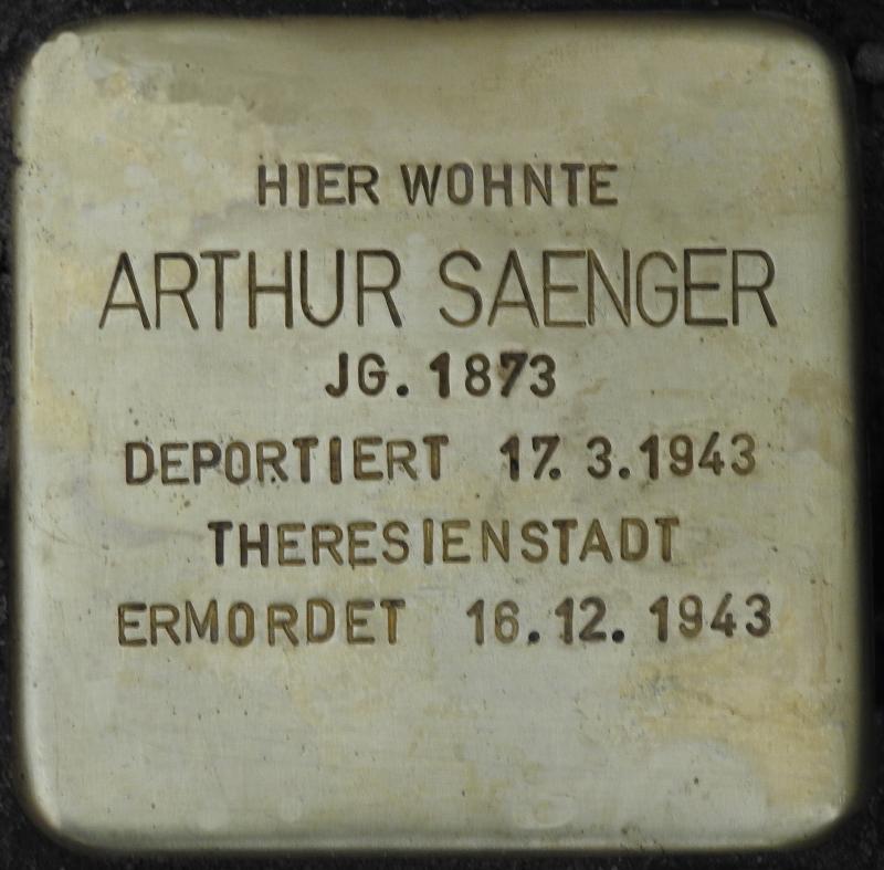 Stolperstein Arthur Saenger, Bild: H.-J. Hupka