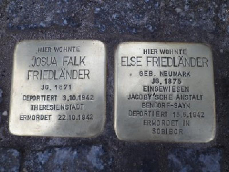 Stolpersteine für Josua Falk und Else Friedlaender © Koordinierungsstelle Stolpersteine Berlin