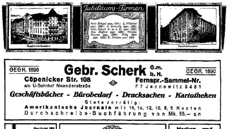 Jubiläumsanzeige von 1930 Bild: köpenicker-strasse.de