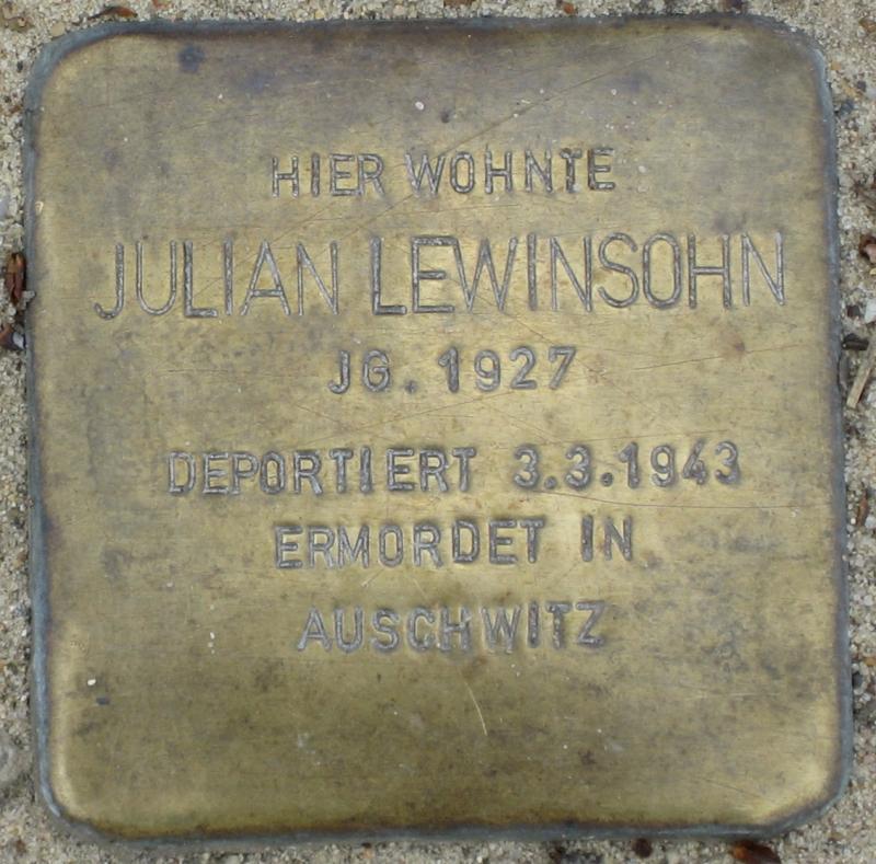 Stolperstein für Julian Lewinsohn.