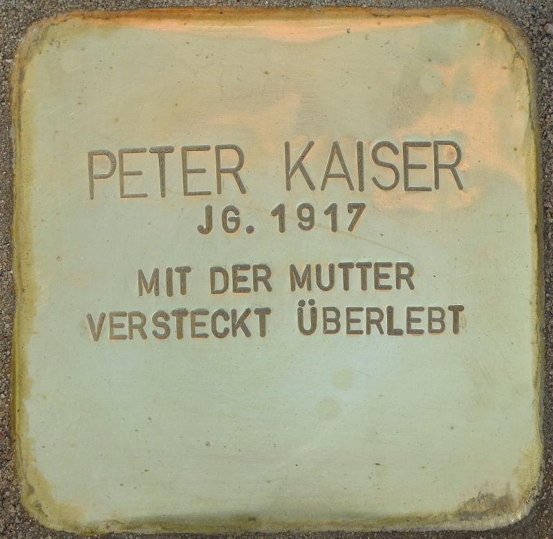 Stolperstein Peter Kaiser Bild: Stolpersteine-Initiative CW, Hupka