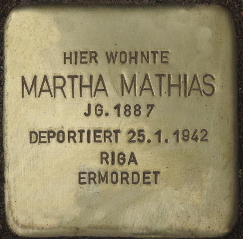 Stolperstein für Martha Mathias (Bild: Stolpersteine-Initiative CW, Hupka)