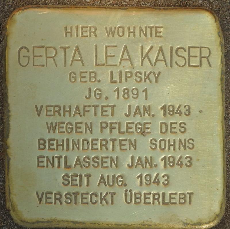 Stolperstein Gerta Lea Kaiser Bild: Stolpersteine-Initiative CW, Hupka