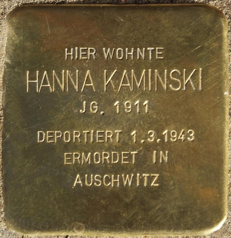 Stolperstein für Hanna Kaminski, Foto: Stolpersteine-Initiative CW, H.-J. Hupka, 2015
