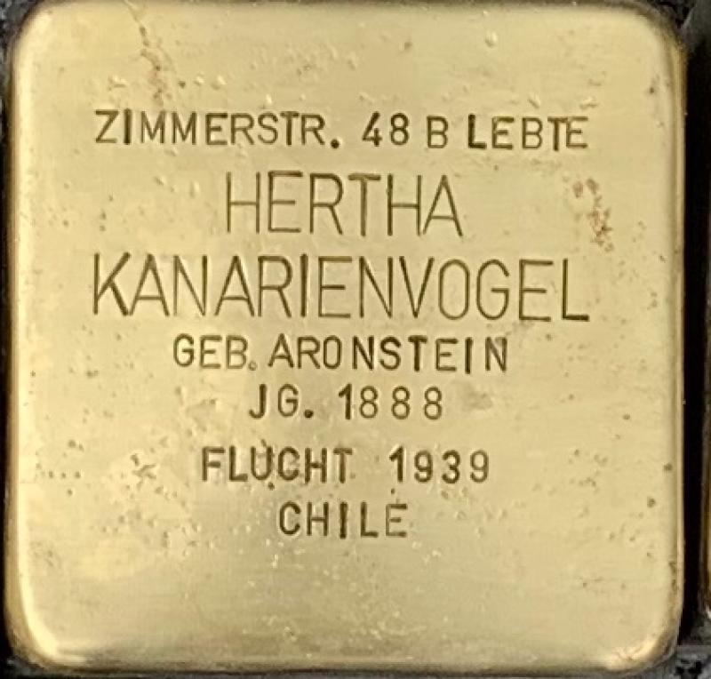 Stolperstein Hertha Kanarienvogel © Hans-Wilhelm Saure