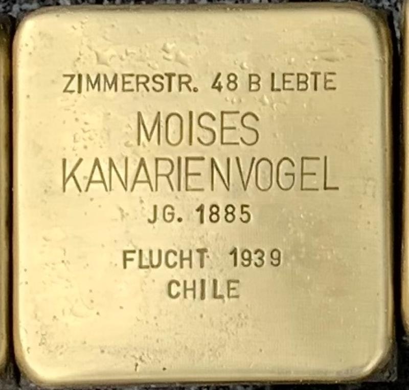 Stolperstein Moises Kanarienvogel © Hans-Wilhelm Saure