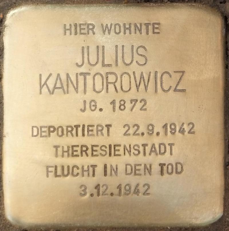 Stolperstein Julius Kantorowicz Bild: Stolpersteine-Initiative CW, Hupka